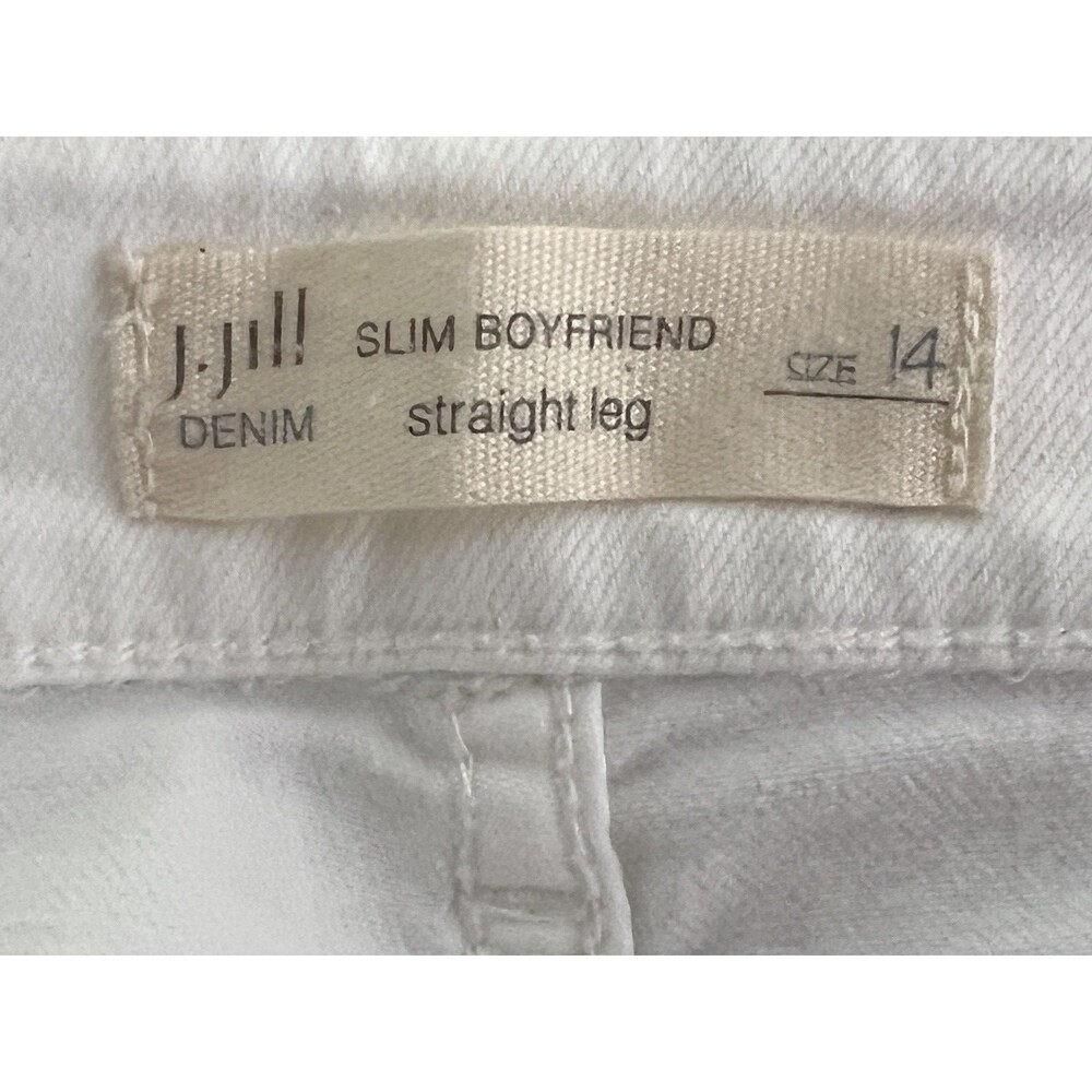 J. Jill White Denim 5 Pocket Jean Women's 14 Stretch Straight Leg Slim Boyfriend - Picture 12 of 14